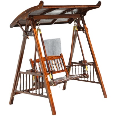 秋千户外庭院儿童实木千秋吊椅摇椅阳台防腐木荡秋千双人秋千吊椅