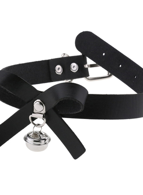 情侣蝴蝶结小铃铛项链黑色套装