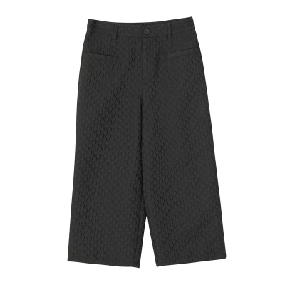 谜底直筒裤女2022秋新款立体爱心压花挺阔通勤裤子223MK1164