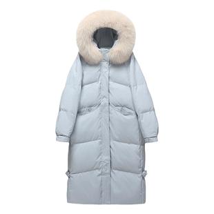 新中式中国结90白鸭绒羽绒服女长款冬季新款韩版显瘦大毛领外套潮