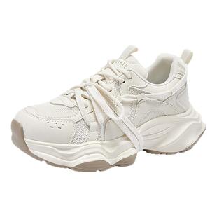 达芙妮厚底老爹鞋女款2026新款春季女鞋增高透气休闲运动小白鞋女