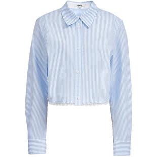 【ONLY奥莱】春款精致蕾丝花边挺括面料短款箱型翻领长袖衬衫女