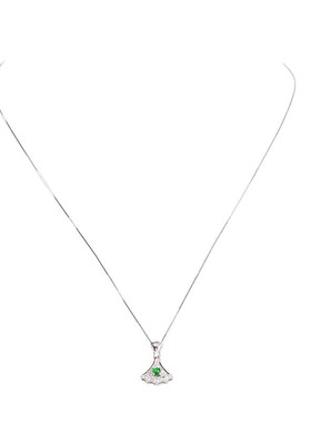 女式小扇裙项链轻奢锁骨链翡翠+925银送女友礼物轻盈精致礼盒包装