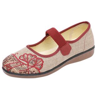 老北京布鞋春季女单鞋刺绣透气轻便软底老人鞋老太太中老年妈妈鞋