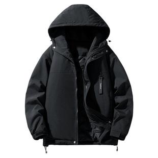 大码男士棉服外套秋冬款胖子加肥加大连帽休闲户外防风棉衣夹克男