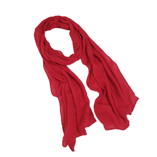 本命年红色聚会细窄长条棉麻围巾女薄2025新款纯色百搭文艺围脖