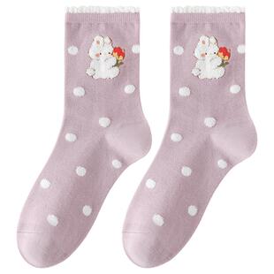 caramella袜子女2026秋冬新款中筒袜棉秋季女生可爱女袜配小皮鞋