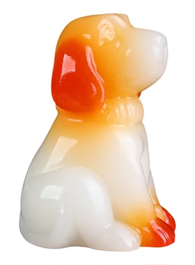 和田玉白玉籽料玉狗手把件