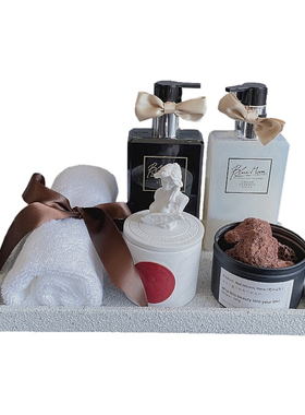 样板房间香薰蜡烛灰色洗漱台托盘