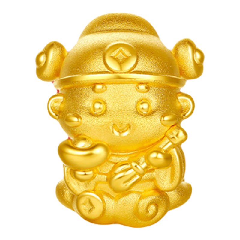 周六福硬金元宝财神弥勒佛转运珠