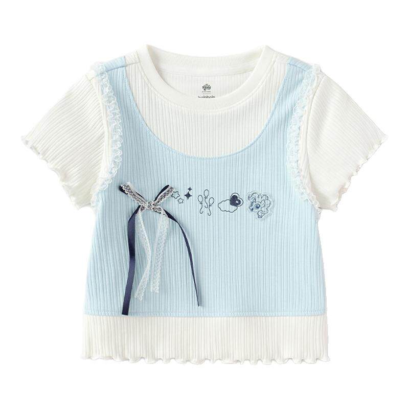 巴拉巴拉短袖t恤女童假两件上衣