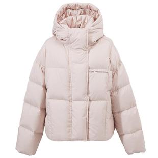 热风女士泡芙羽绒服2025年冬款连帽短款鹅绒服通勤保暖羽绒服女