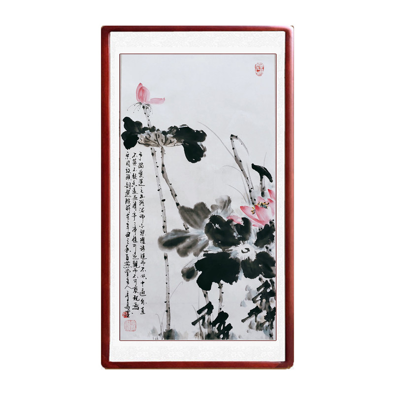 荷花手绘真迹卧室写意风定制国画
