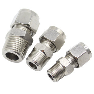 304/316不锈钢卡套接头ZG仪表接头免焊RC外螺纹双卡卡套直通防爆