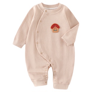 木植新生儿连体衣春秋长袖2025新款纯棉a类宝宝衣服四季婴儿爬服