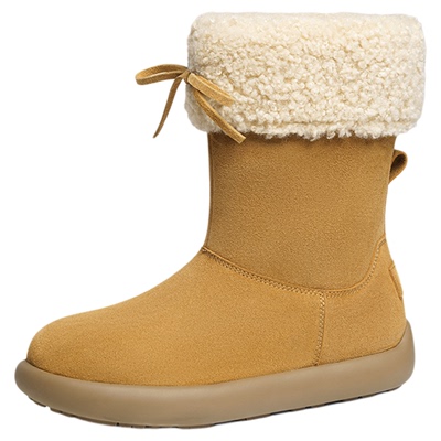 红蜻蜓雪地靴2025冬季新款女鞋厚底增高加绒保暖棉鞋中筒冬天鞋子