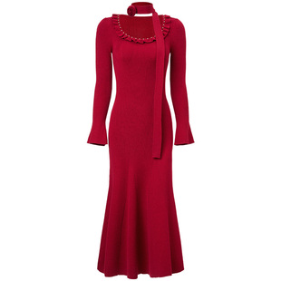 【商场同款-节庆穿搭】MAXRIENY精致复古新年红连衣裙修身针织裙