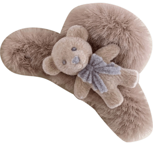 儿童抓夹卡通毛绒发夹秋冬女童公主头夹子前额刘海夹女孩发卡头饰