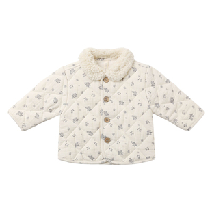 QuincyMae童装女童宝宝棉服26秋碎花娃娃领外套薄款棉服外套儿童