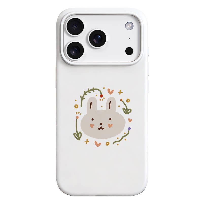 原创简约白小灰兔适用苹果17PROMAX菲林手机壳iphone16plus软壳15趣味清新萌系14可爱治愈卡通全包日韩二合一