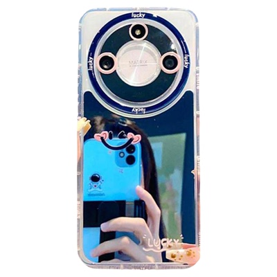 小清新ins风爱心笑脸适用荣耀x50补妆镜子手机壳适用荣耀x40/x30i高级感奶油壳个性时尚网红防摔情侣保护壳女