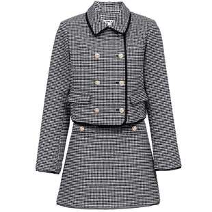 ONLY2025秋季新款优雅欧根纱拼接粗花呢小香风套装短裙连衣裙女