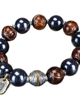 男女情侣款香灰琉璃珠光彩瓷手串