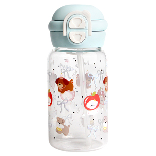 2025新款玻璃吸管杯女生便携高颜值ins风学生上学专用双饮水杯子