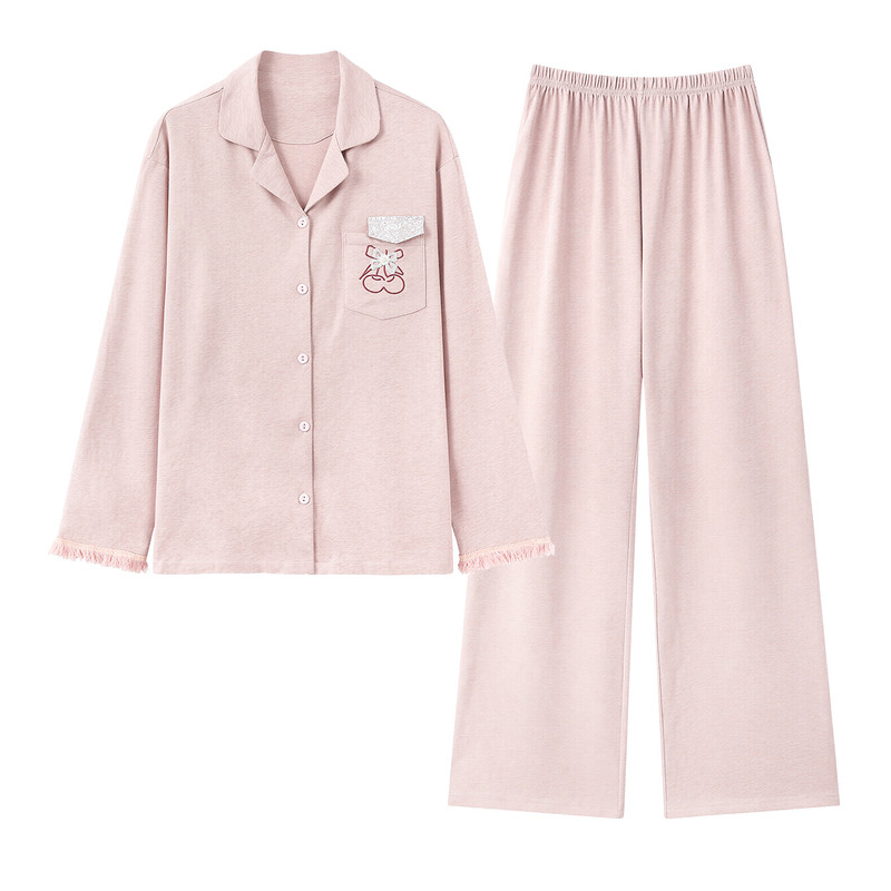 猫人长袖棉感睡衣女款秋冬家居服