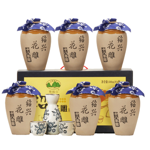 绍兴产黄酒 十八年陈花雕酒500mlx6坛整箱糯米加饭老酒年货礼盒装