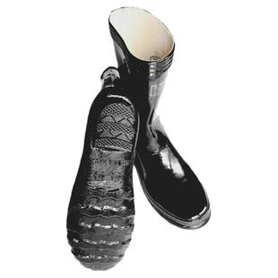 上海双钱牌橡胶雨鞋老式黑色工矿靴男女水鞋中筒厚底雨靴消防防汛