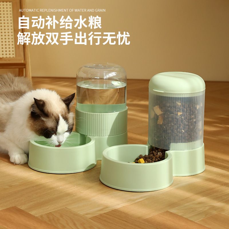 新品 大容量宠物自动喂食器猫咪粮饮水器狗狗猫碗狗碗组合宠物用