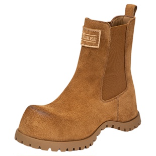 Hongkee/红科靴子女2025新款美拉德女靴厚底切尔西短靴H805D420