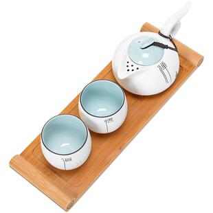 君器中式功夫茶具套装家用小套一壶两杯简约禅意办公室陶瓷小茶杯