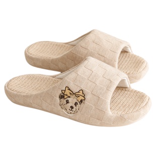 TeenieWeenie小熊亚麻拖鞋女室内家居情侣透气防滑四季棉麻布鞋子