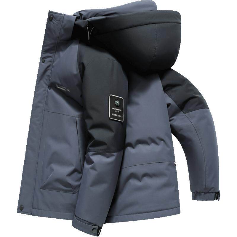 雪中飞时尚休闲拼色中青年羽绒服