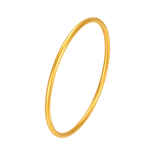 明牌珠宝t古法黄金美满镯 足金圆满手镯素款圆镯女手饰AFI0280