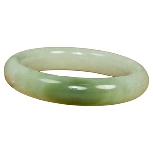 已结缘新疆和田玉白玉翠青手镯且末料俏色飘翠玉镯子58 5MM传家级