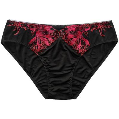 秋冬女士内裤真丝国风黑色裤头