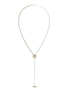 豆豆同款金银老花OT扣多佩戴长项链原创小众高级感拼色叠戴毛衣链