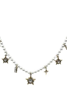 古金五角星吊坠珍珠项链