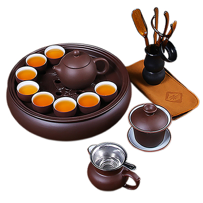 紫砂功夫茶具套装家用客厅小套简约潮汕陶瓷茶盘茶壶茶杯泡茶套装