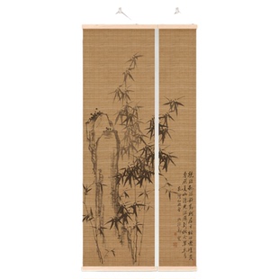 新中式竹帘挂画客厅玄关装饰画书房禅意挂帘中式复古背景屏风帘子
