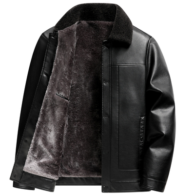 啄木鸟翻领皮毛一体纽扣皮衣