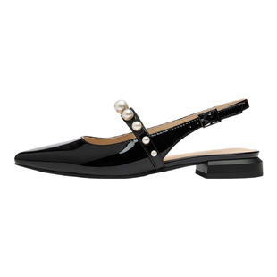 GEOX杰欧适春夏尖头一字带优雅女鞋玛丽珍鞋单鞋低跟凉鞋