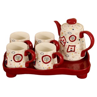 轻奢陶瓷水具套装乔迁新居结婚送礼高级感水杯水壶茶壶茶杯礼盒装