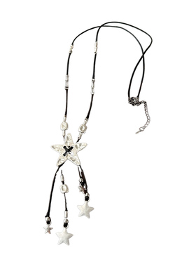 复古做旧星星流苏项链女锁骨链