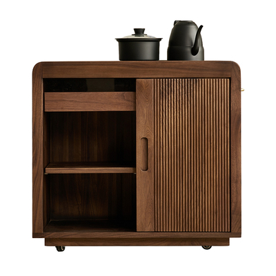 黑胡桃木可移动茶水柜