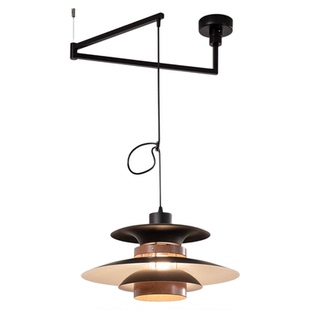 Home意式极简PH5餐厅吊灯设计师可移位摇臂餐桌吧台灯复古飞碟灯