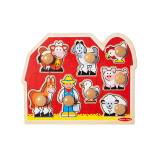 Melissa&Doug大片易抓握木质拼图婴儿益智早教玩具潮玩1+安全启蒙